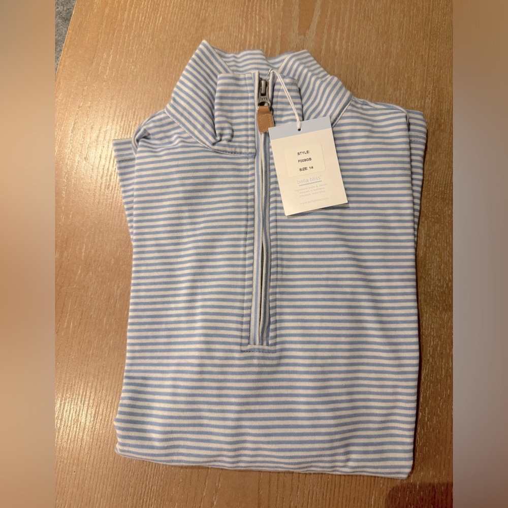 Bella Bliss Boys’ Striped Jersey half-zip, size 14